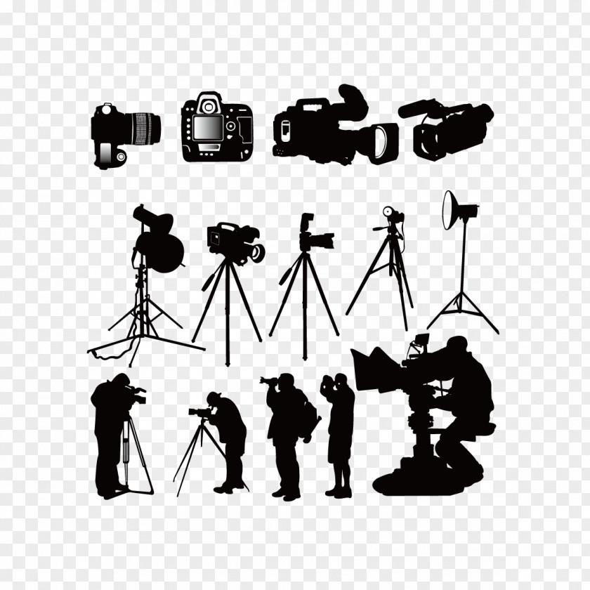 Cameras And Camera Man Photographer Photography Silhouette Clip Art PNG
