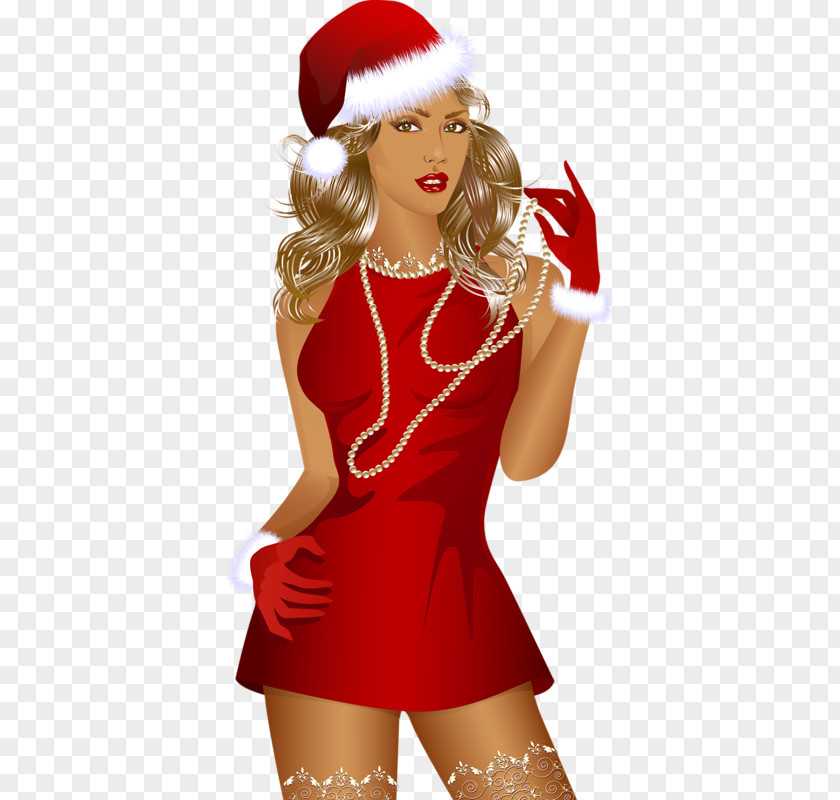 Christmas Red New Year Woman PNG