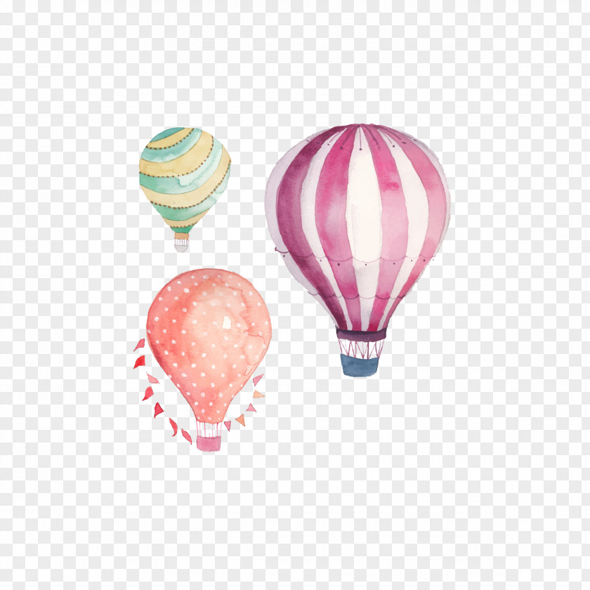 Hot Air Balloon Watercolor Painting Clip Art PNG