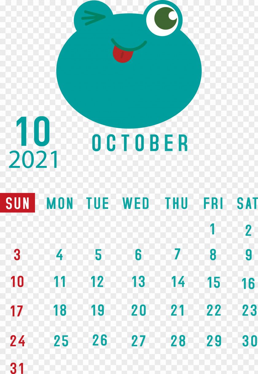 October 2021 Printable Calendar PNG