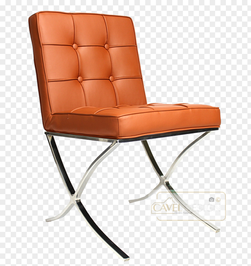 Cognac Barcelona Chair Eames Lounge Pavilion Eetkamerstoel PNG