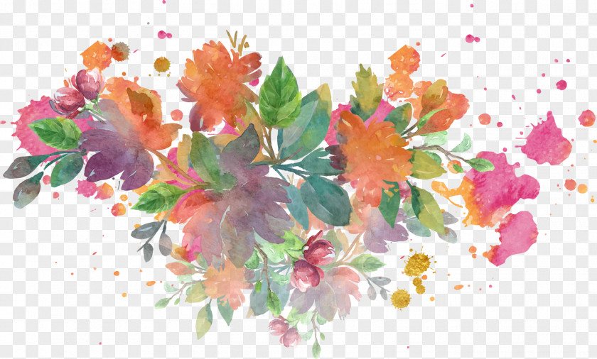 Vector Splash Watercolor Flowers Jindo County Floral Design Painting PNG