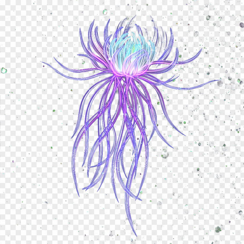 Cartoon Hand Painted Purple Light Effect Flower PNG
