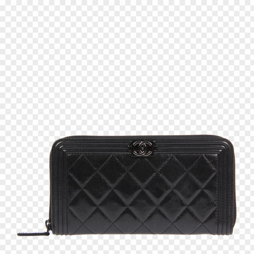 Chanel Black Leather Wallet Handbag Coin Purse PNG