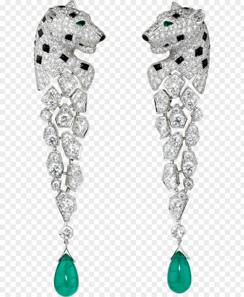 Jewellery Earring Cartier Emerald Gold PNG