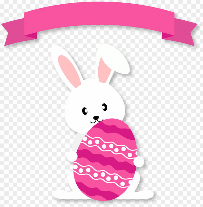 Easter Bunny With Ribbon Egg Rabbit PNG