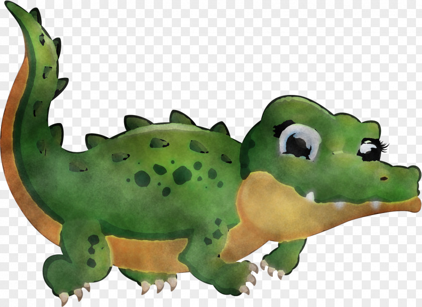 Animal Figure Green Crocodile Cartoon Reptile PNG