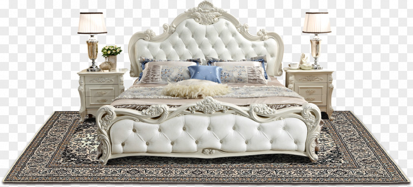Continental Bed Frame Nightstand Table Bedroom PNG
