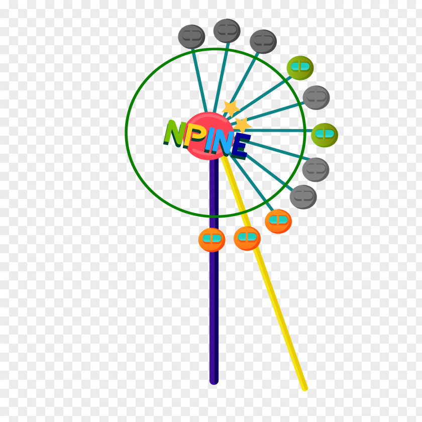 Lollipop Color Ferris Wheel Vector Material Graphic Design PNG