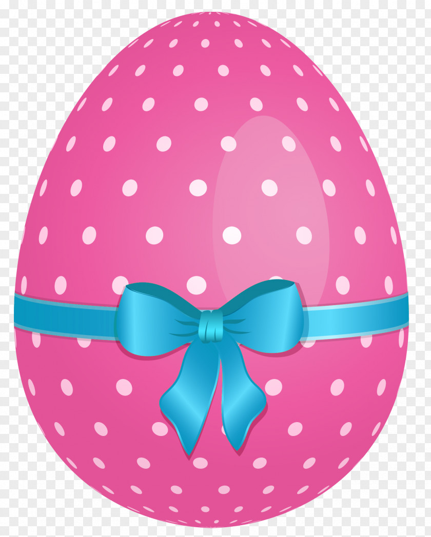 Pink Dotted Easter Egg With Blue Bow Clipart Bunny Clip Art PNG