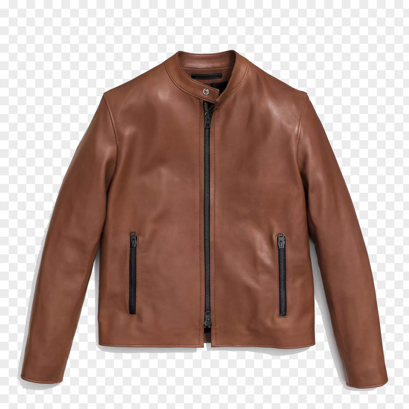 A Simple Brown Leather Jacket Tapestry Coat PNG