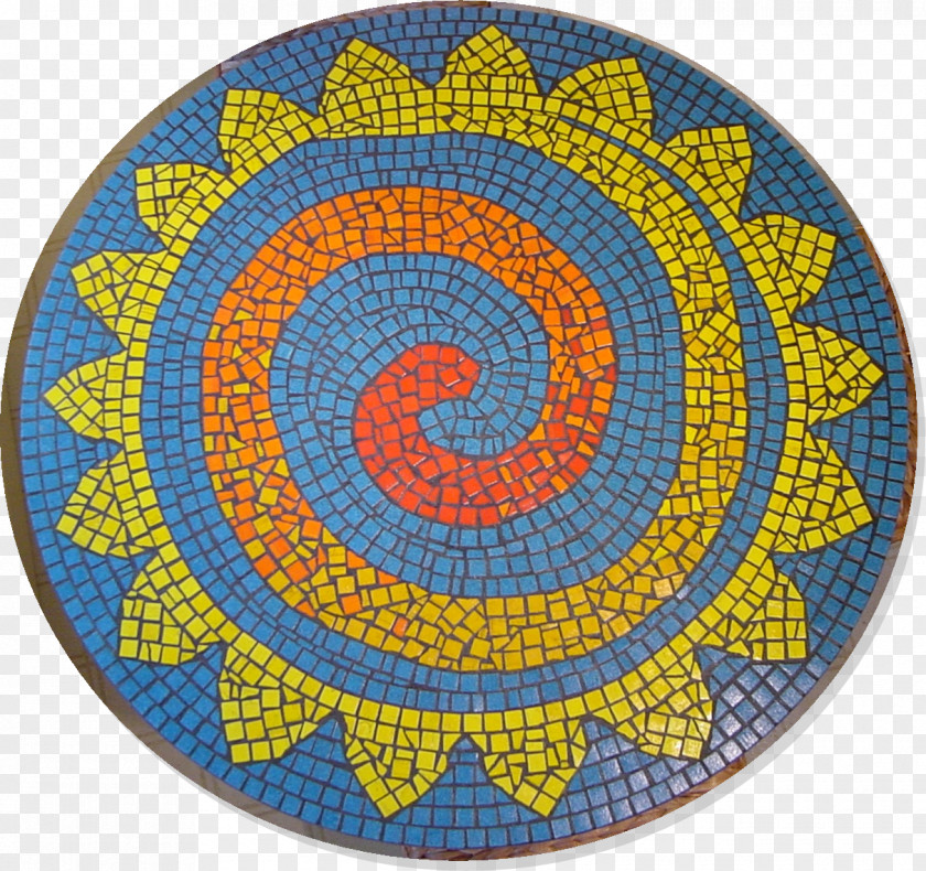 Circle Mosaic Spiral Symmetry Pattern PNG