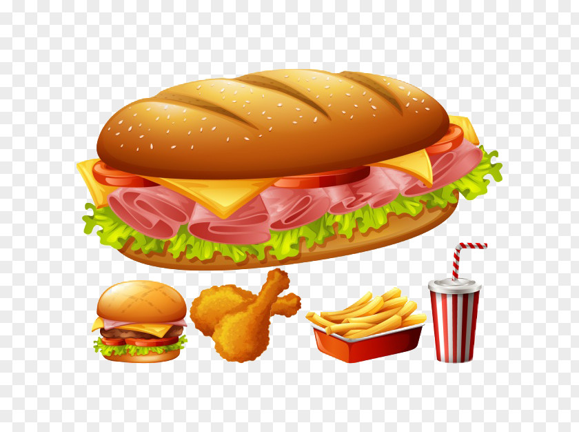 Bread Hot Dog Hamburger Fast Food Ham And Cheese Sandwich PNG