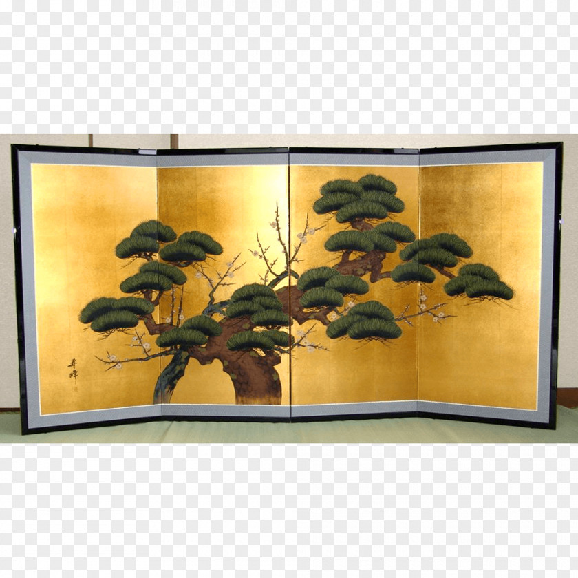 Painting Shōsōin Ink Wash Nihonga Folding Screen Byōbu PNG