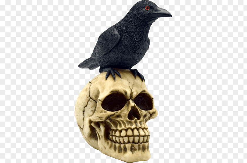 Perched Raven Overlay Figurine Witchcraft Skull Spell Statue PNG