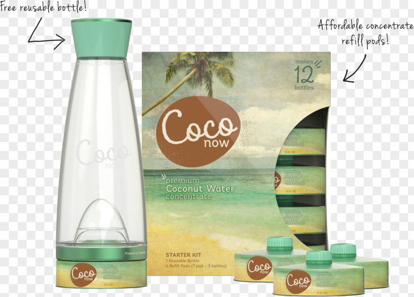 Coconut Water Glass Bottle PNG