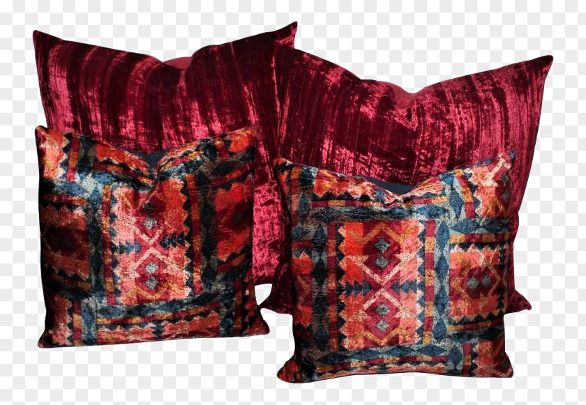 Pillow Throw Pillows Cushion Velvet Maroon PNG