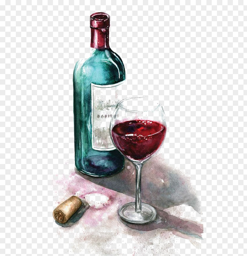 Watercolor Of Red Wine Painting Glass PNG