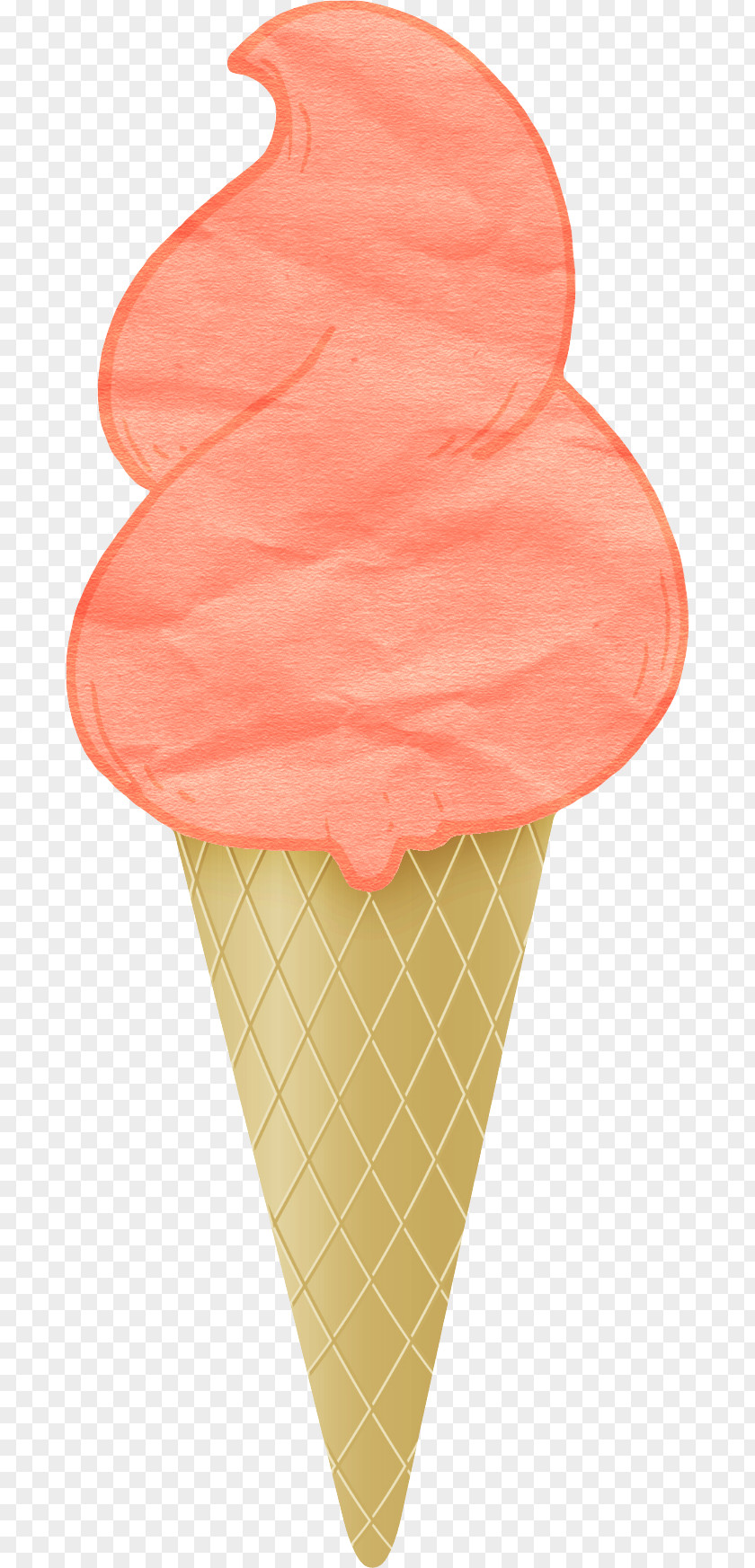 Orange Cartoon Ice Cream Cone Gelato Drawing PNG