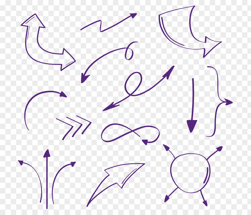 Purple Painted Arrow Collection Drawing PNG