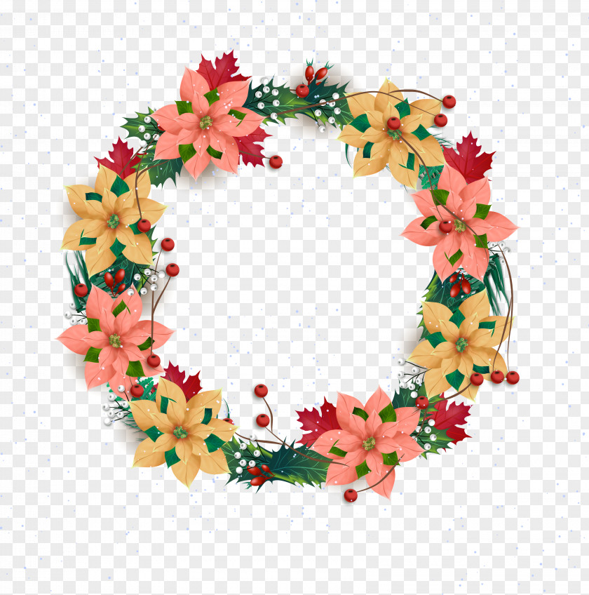 Vector Wreath Christmas Flower PNG