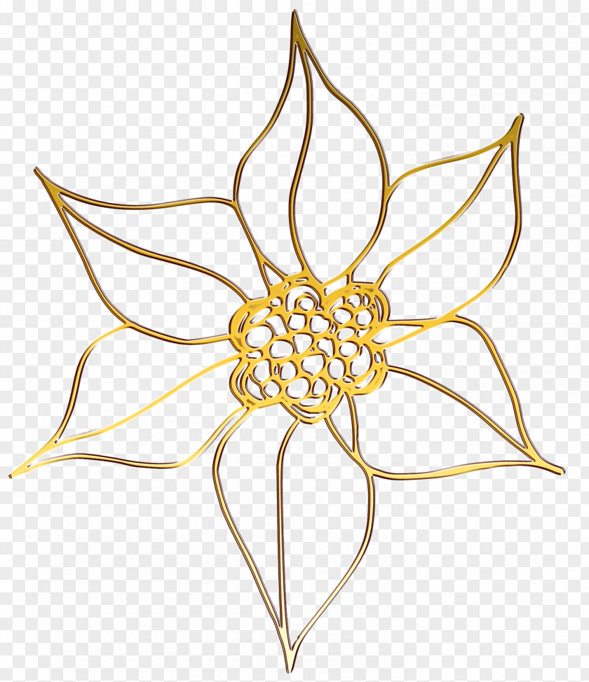 Gold Metal Flower Jewelry PNG
