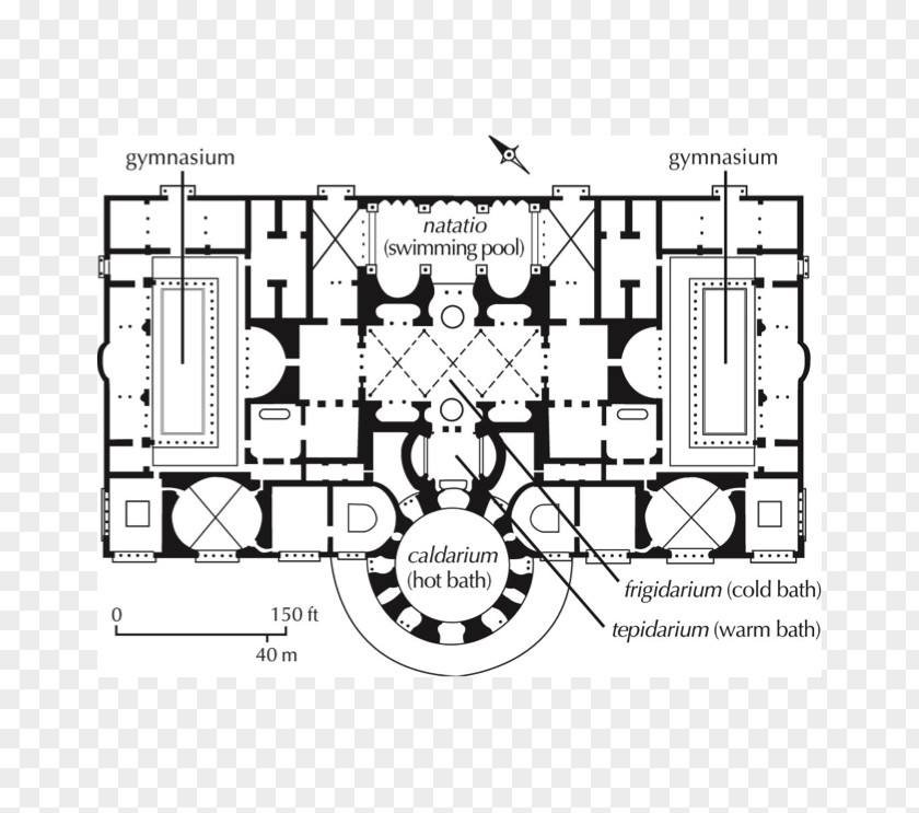 House Baths Of Caracalla Roman Ancient Bathing Floor Plan Thermae PNG
