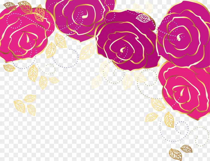 Vector Rose Background Template Blue Flower Wallpaper PNG