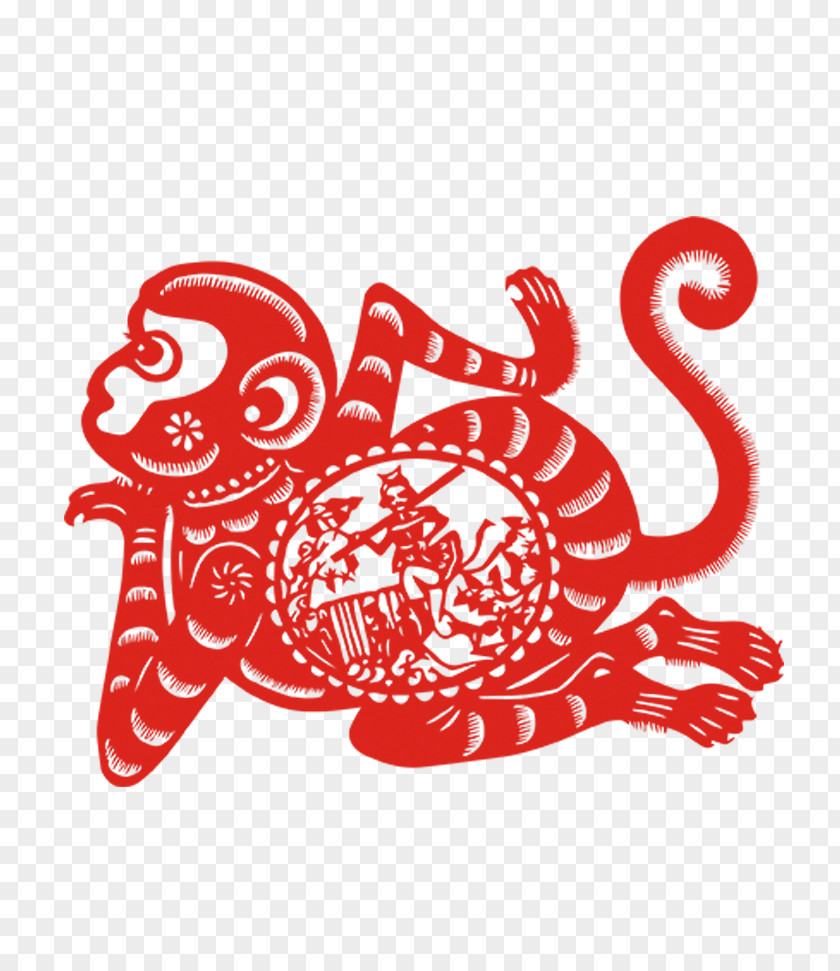 Paper-cut Monkeys Monkey Chinese Zodiac New Year Rat Tai Sui PNG