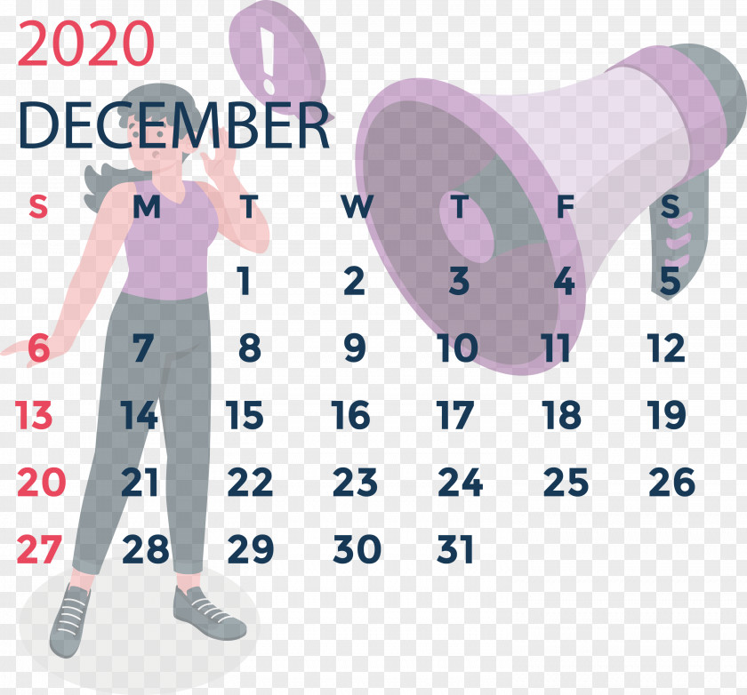 December 2020 Printable Calendar PNG