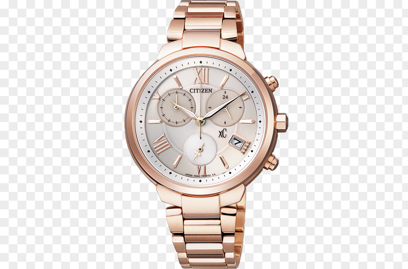 Rose Gold Mechanical Watches Citizen Female Form Holdings Eco-Drive Watch Chronograph Diamond PNG