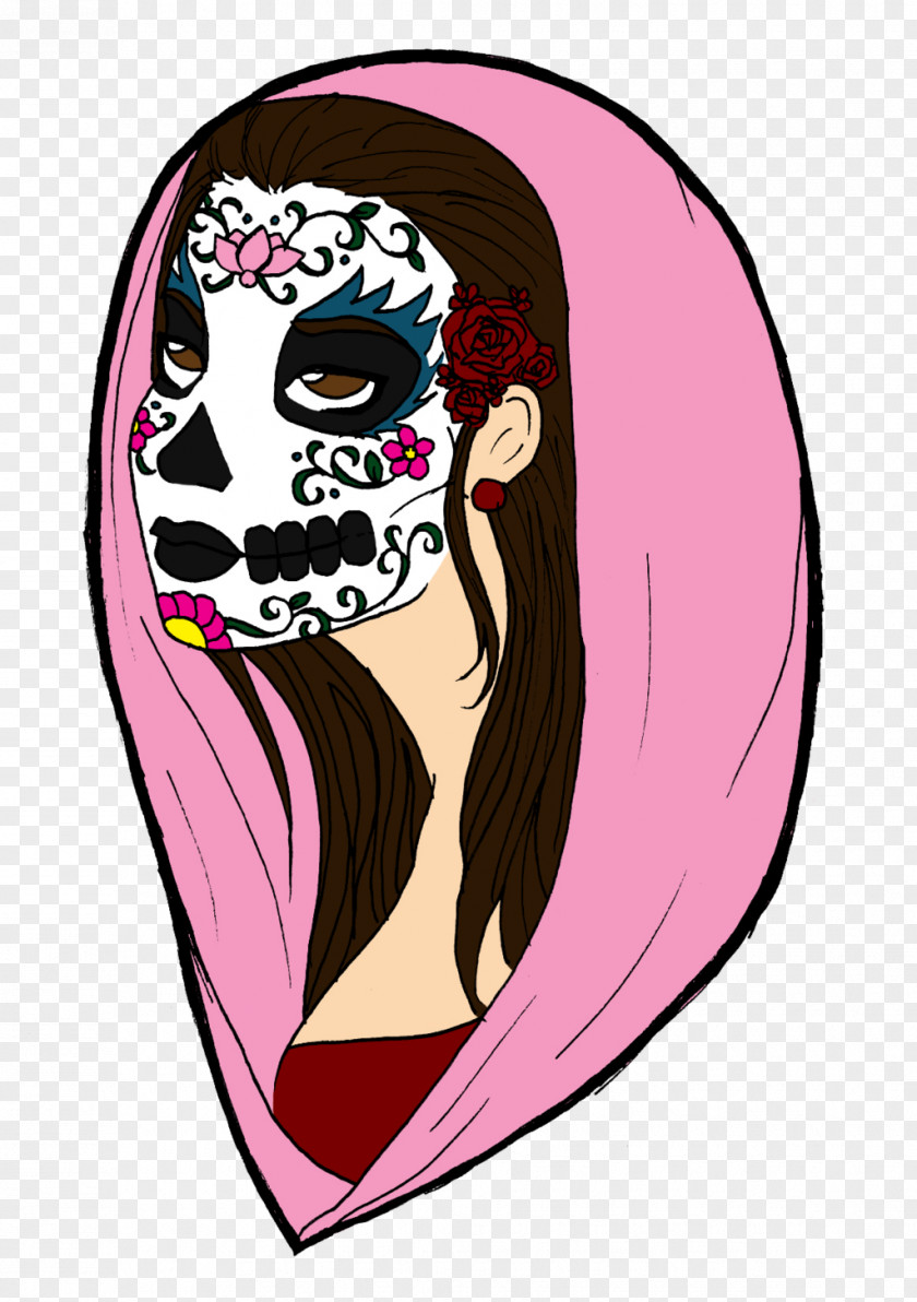 Santa Muerte Pink M Headgear Skull Clip Art PNG