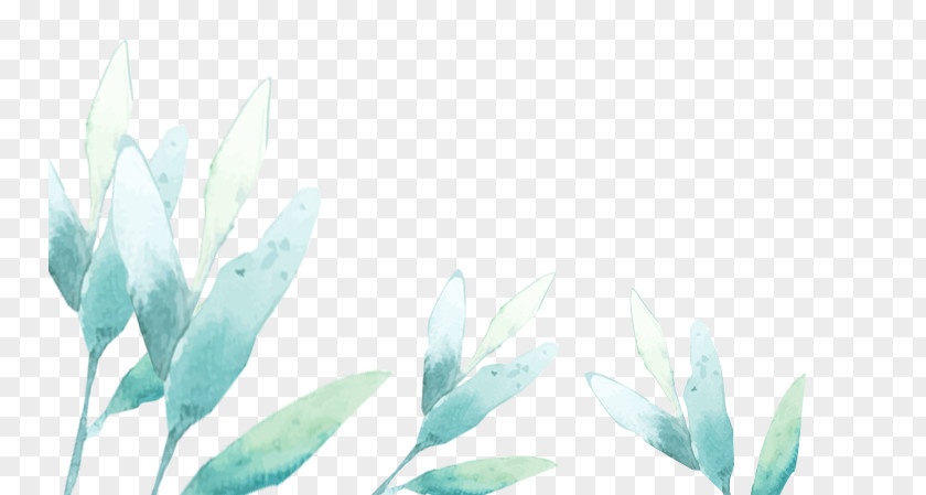 Watercolor Leaves Painting Blue PNG