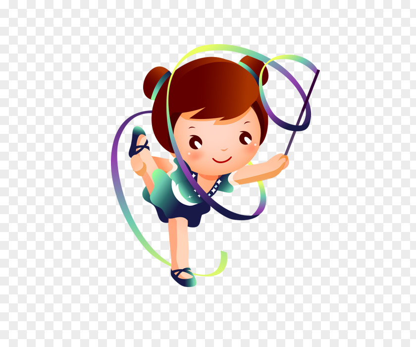Cartoon Doll Rhythmic Gymnastics Ribbon Clip Art PNG