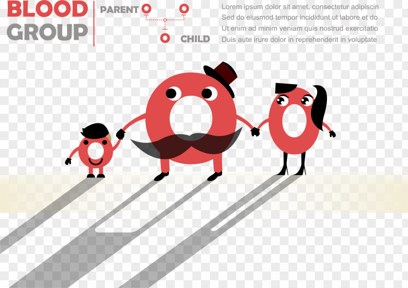 Cartoon O Type Blood Father Child Parent PNG