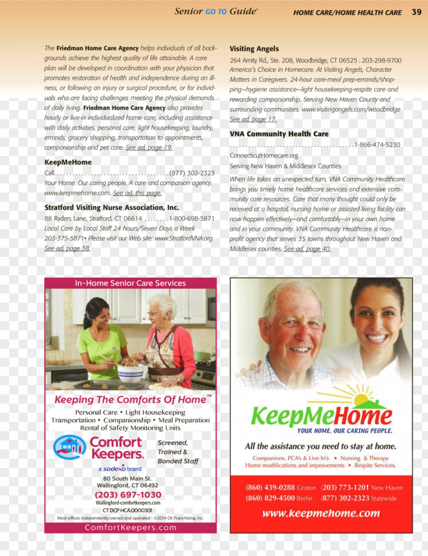 Senior Care Flyer Brochure Comfort Keepers PNG