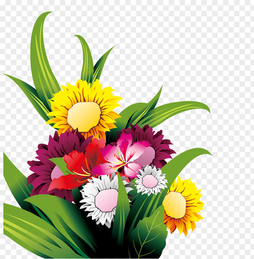 Green Leaves Bouquet Flower PNG