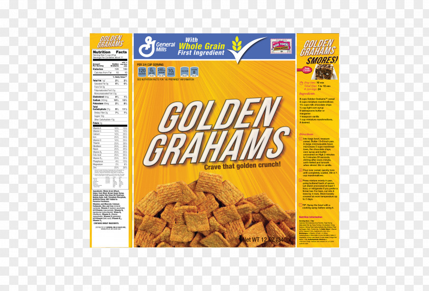 Box Corn Flakes Breakfast Cereal General Mills Golden Grahams Nutrition Facts Label PNG