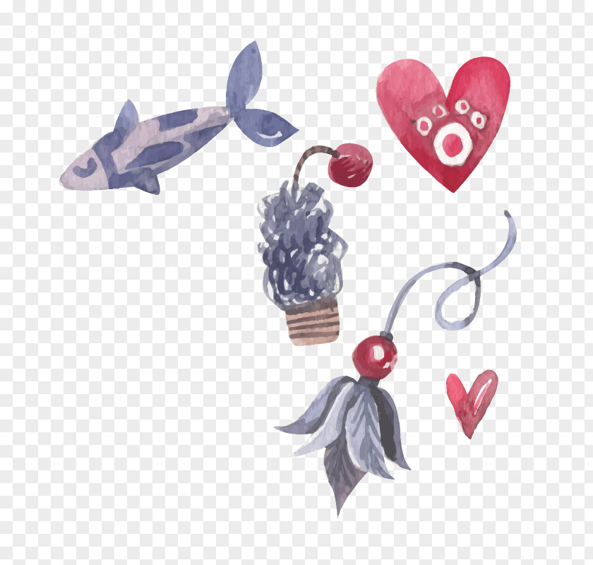 Fish Heart Flowers PNG