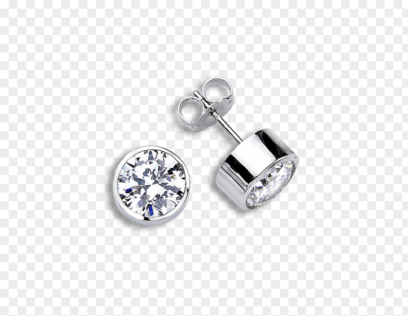 Round Bezel Earring Body Jewellery Silver Product Design PNG