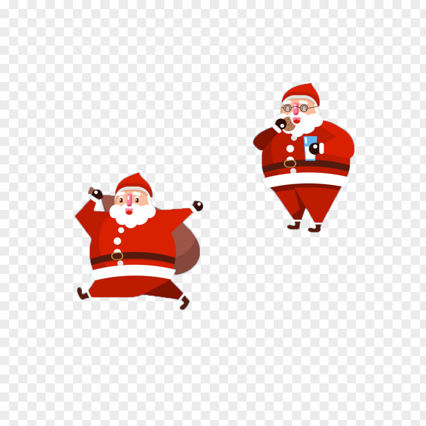 Free Cartoon Santa Claus Pull Two Clip Art PNG