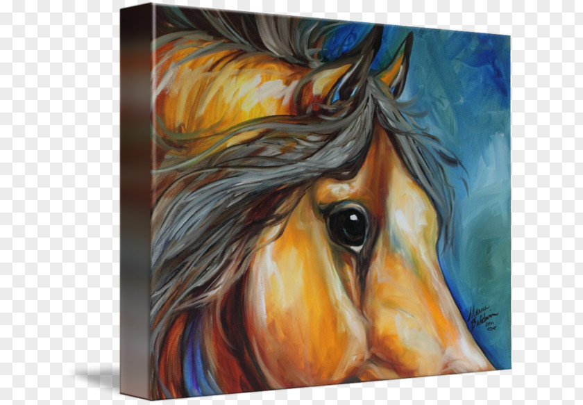 Painting Watercolor Mustang Stallion Gallery Wrap PNG