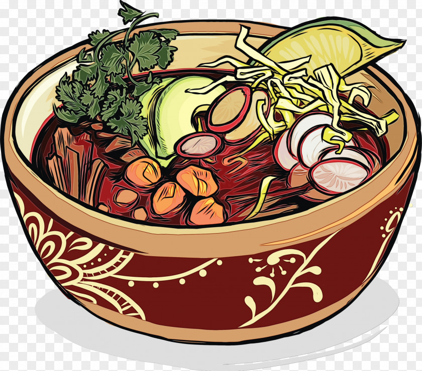 Vegetarian Food Dish Watercolor Drawing PNG