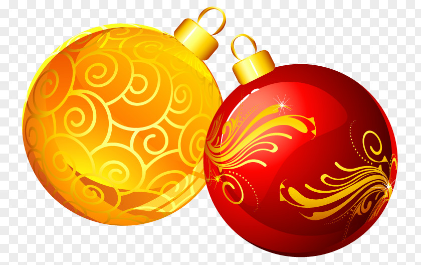 Christmas Yellow Red Ornaments Clipart Ornament Santa Claus Tree PNG