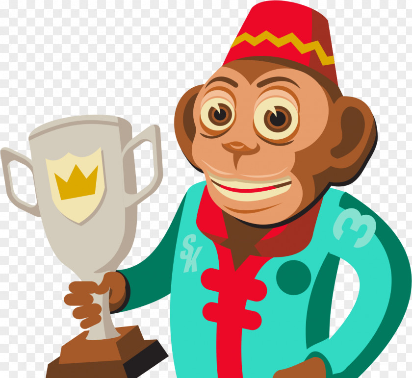 Pleased Tableware Monkey Cartoon PNG