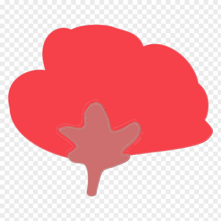 Red Heart Pink Leaf Tree PNG