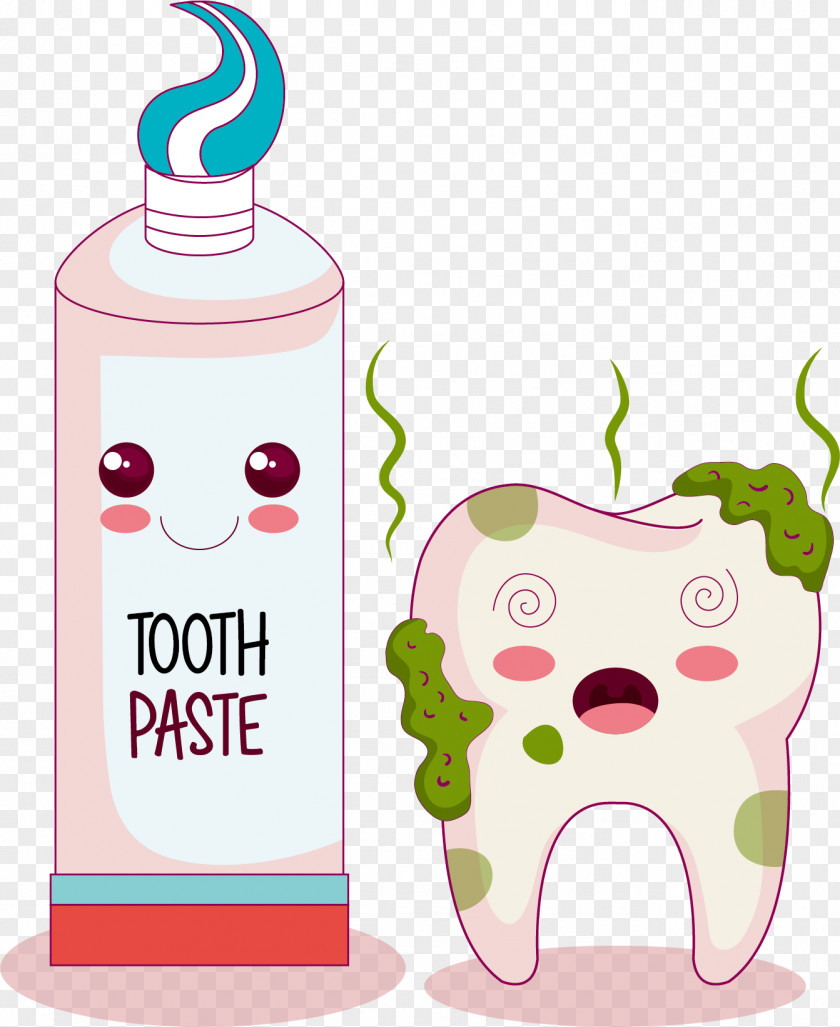 Vector Hand-painted Toothpaste Comics Tooth Cartoon PNG