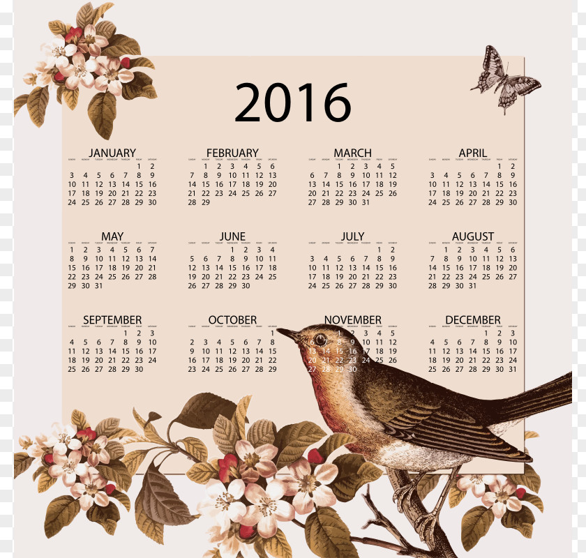 Vintage Calendar Cliparts Birdcage European Robin Clip Art PNG