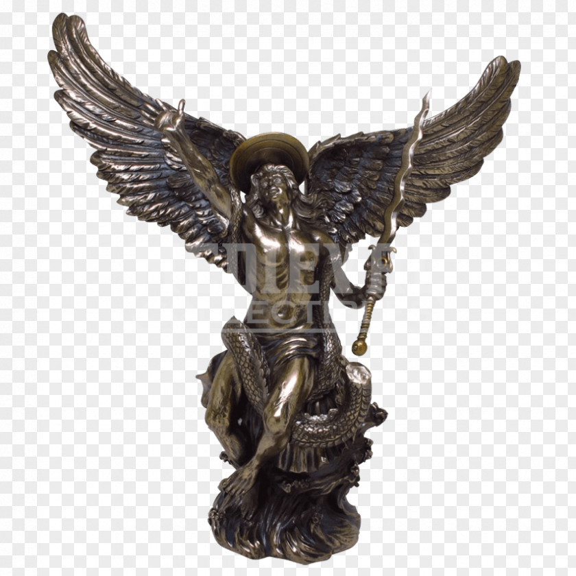 Angel Michael Saint Fighting The Dragon Gabriel St. Vanquishing Satan Statue PNG