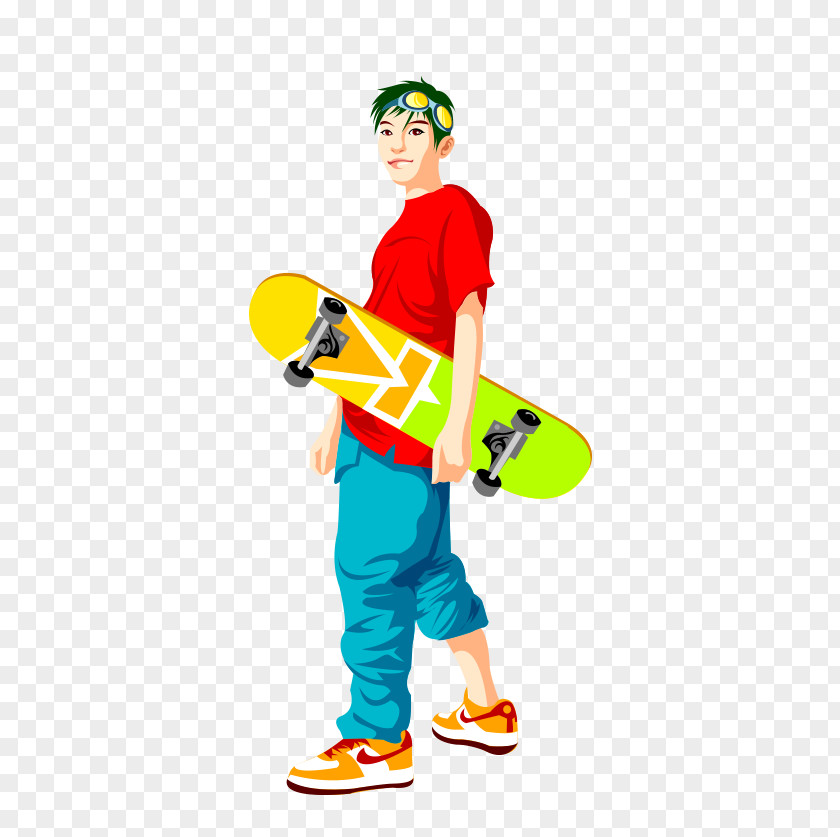 Cool Boy Skateboarding Roller Skating Silhouette PNG